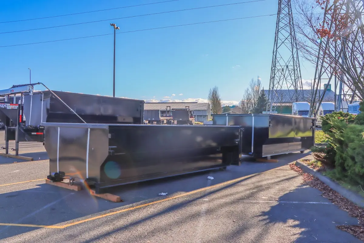 Roll-off dumpster ready for waste disposal at job site for Yard Waste Dumpster Rental in Upper Southampton